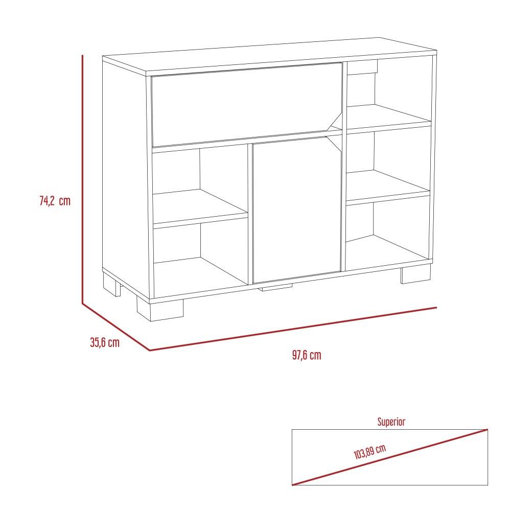 Bife Loira Duna y Cemento 97 cm con Una Puerta y Un Cajón - Bifes | Bylmo