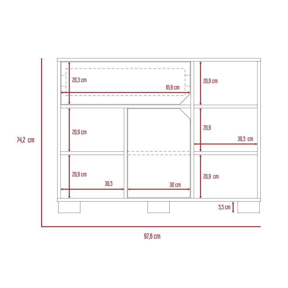 Bife Loira Duna y Cemento 97 cm con Una Puerta y Un Cajón - Bifes | Bylmo
