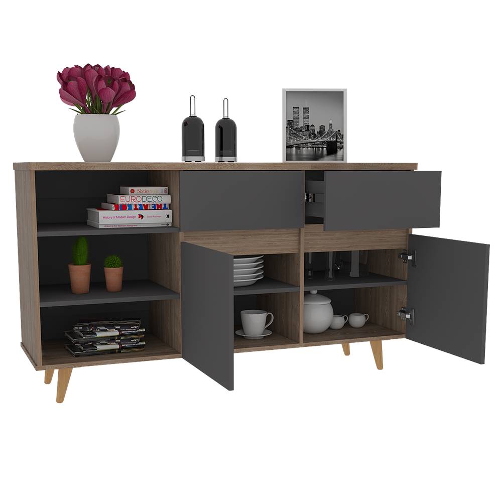 Bifé Salem MIel 140.1x78.4cm con Dos Cajones y con Siete Compartimientos - Bifes | Bylmo