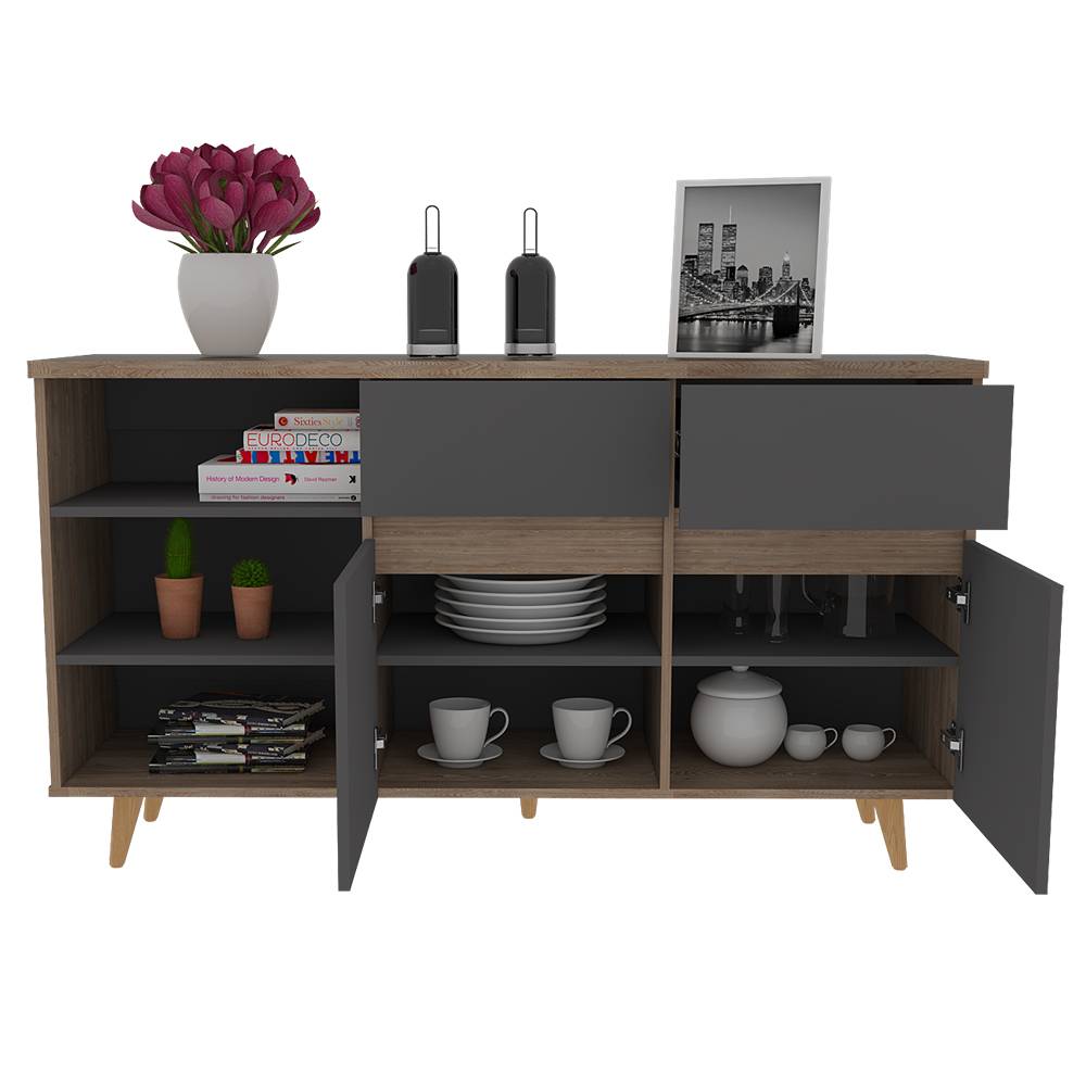 Bifé Salem MIel 140.1x78.4cm con Dos Cajones y con Siete Compartimientos - Bifes | Bylmo