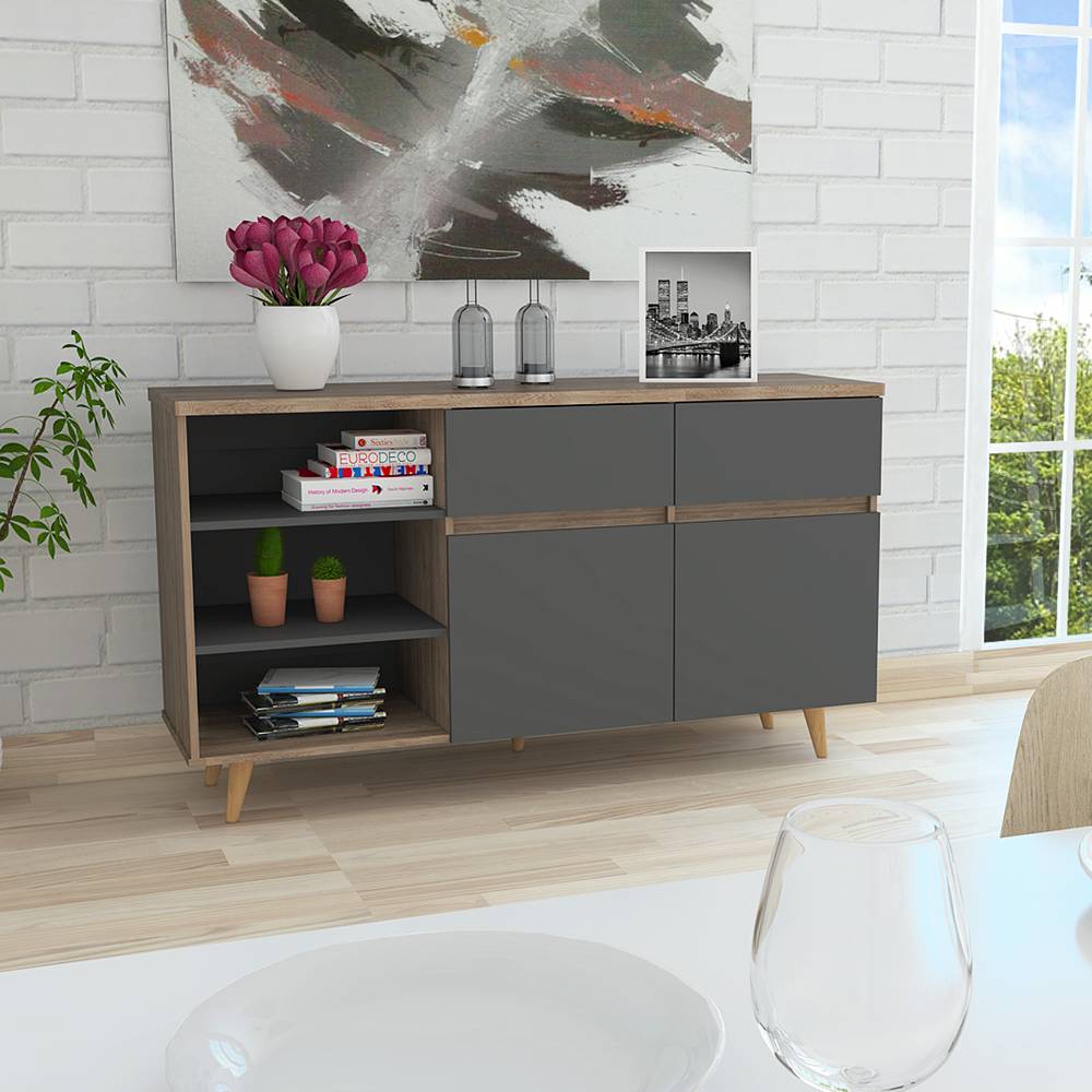 Bifé Salem MIel 140.1x78.4cm con Dos Cajones y con Siete Compartimientos - Bifes | Bylmo