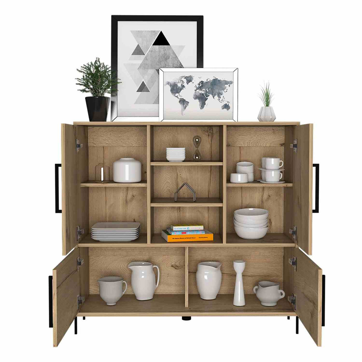 Bifé Shanghai Duna 107x100.3cm con Nueve Compartimientos y con Patas - Bifes y Arrimos | Bylmo