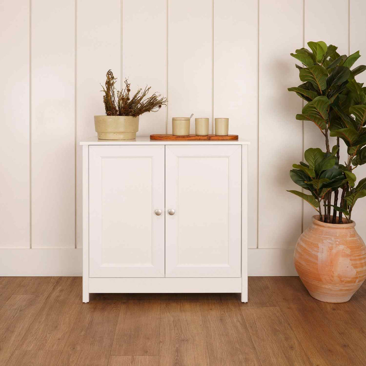 Bifera Blanco 80x76cm con Dos Compartimientos y con Patas - Bifes y Arrimos | Bylmo