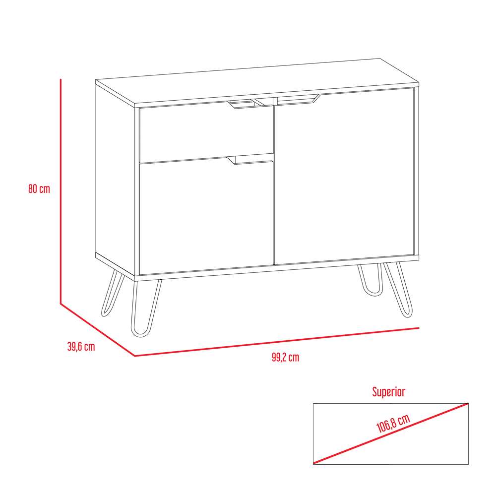 Arrimo Mónaco Duna 99.2x80cm con Un Cajón y con Cuatro Compartimientos - Bifes | Bylmo