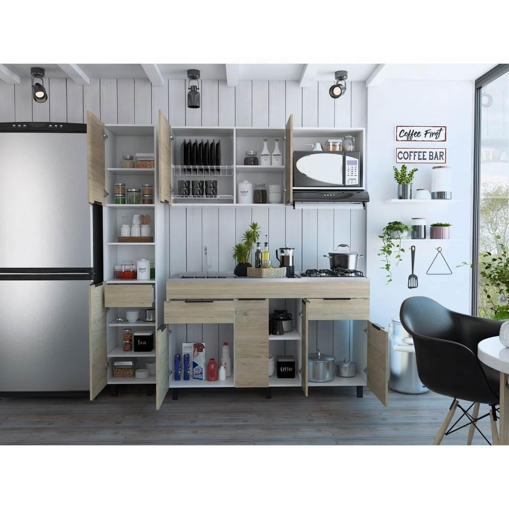 Cocina Laport Rovere y Blanco 150 cm - Cocinas | Bylmo