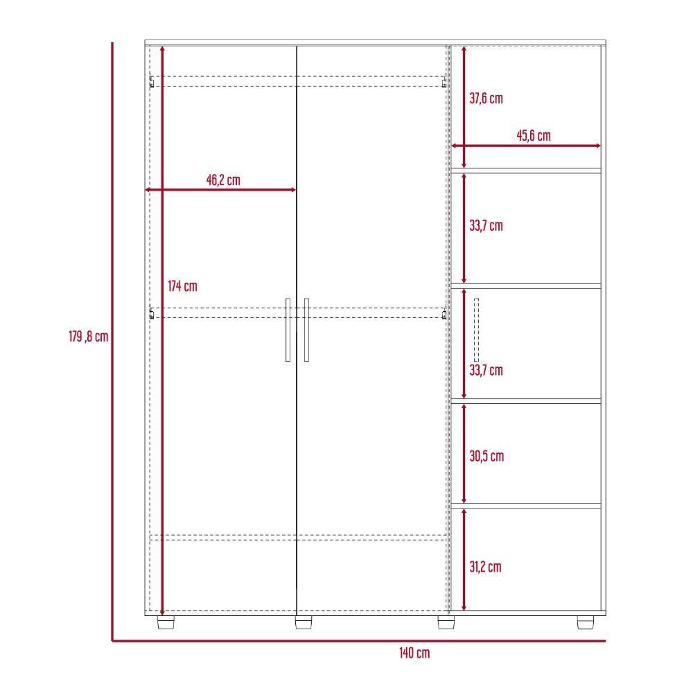 Closet San Francisco Coñac 140 cm con Tres Puertas - Closets | Bylmo