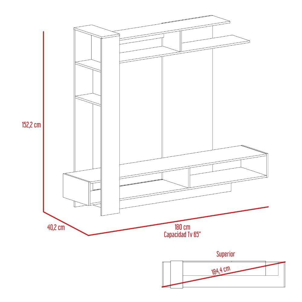 Centro de Entretenimiento Flamenco Gales y Plomo 180 cm - Muebles para TV | Bylmo