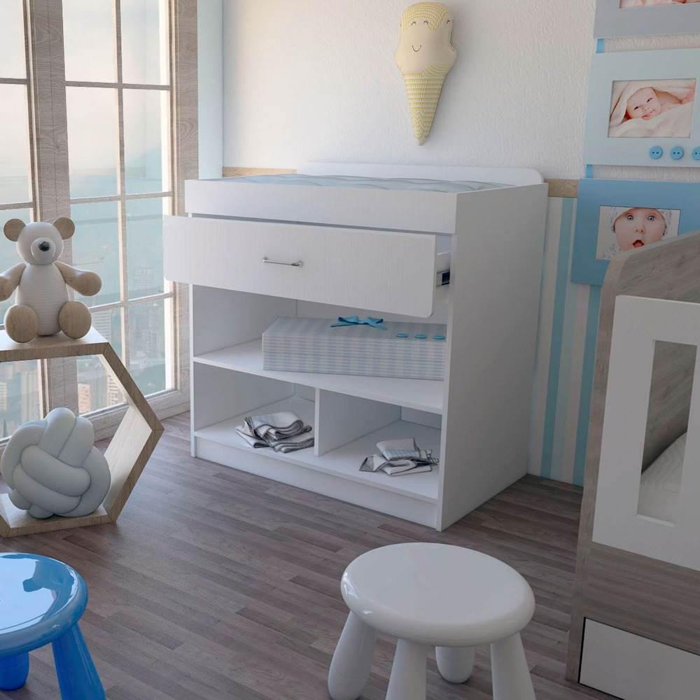 Cambiador Rosario Blanco 93.7x97.7cm De Un Hilera con Un Cajón - Cajoneras | Bylmo