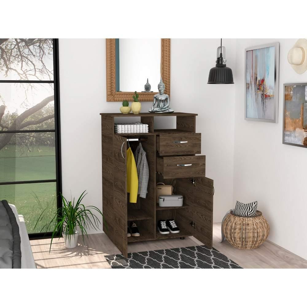 Closet Ponova Coñac 83 cm con Dos Puertas y Dos Cajones - Closets | Bylmo