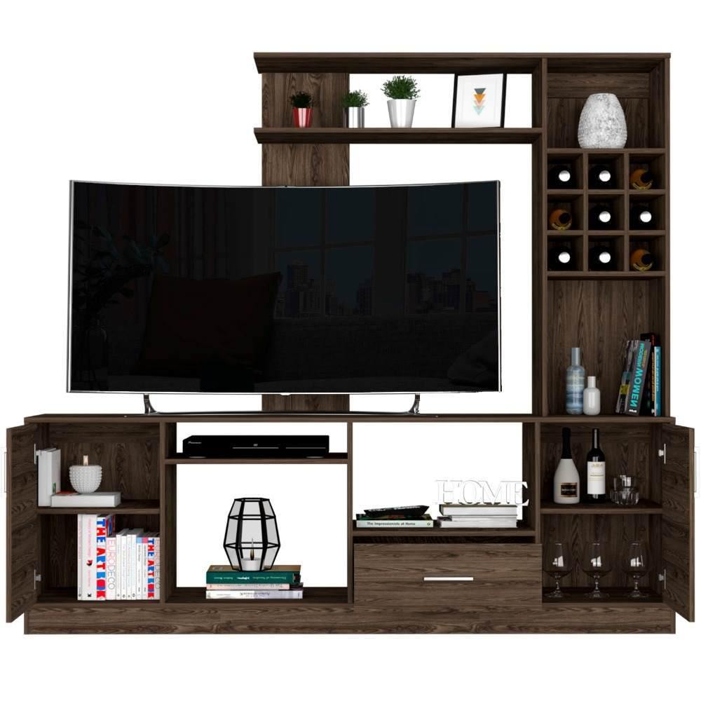 Centro de Entretenimiento Kava Coñac 200 cm con Dos Puertas - Muebles para TV | Bylmo