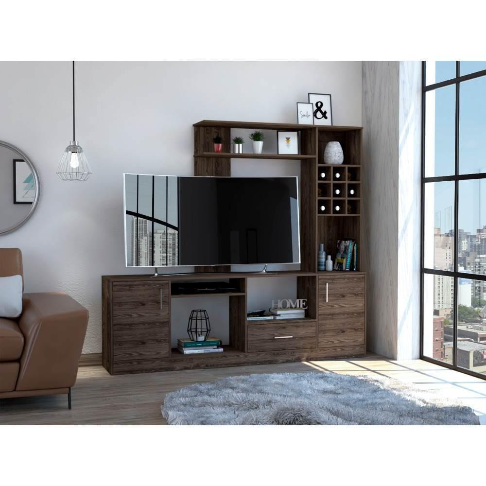 Centro de Entretenimiento Kava Coñac 200 cm con Dos Puertas - Muebles para TV | Bylmo