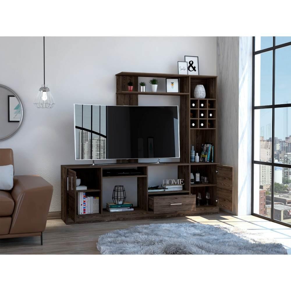 Centro de Entretenimiento Kava Coñac 200 cm con Dos Puertas - Muebles para TV | Bylmo