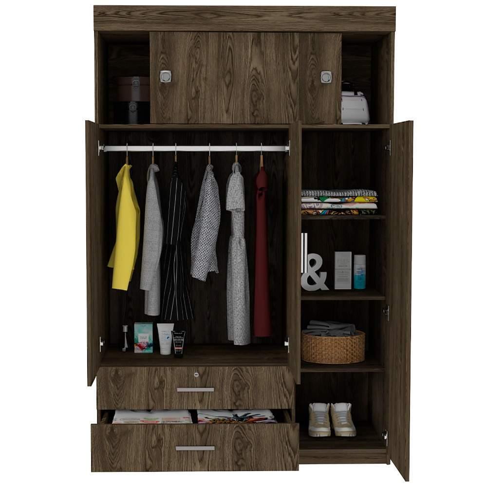 Closet Alma Coñac 120 cm con Cinco Puertas y Dos Cajones - Closets | Bylmo