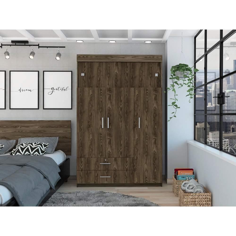 Closet Alma Coñac 120 cm con Cinco Puertas y Dos Cajones - Closets | Bylmo