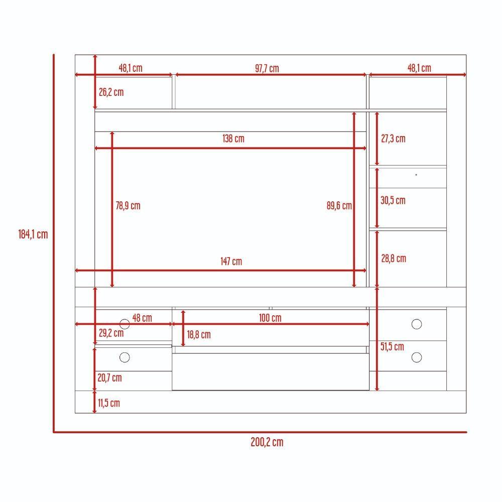 Centro de Entretenimiento Belga Coñac 200 cm con Dos Cajones - Muebles para TV | Bylmo