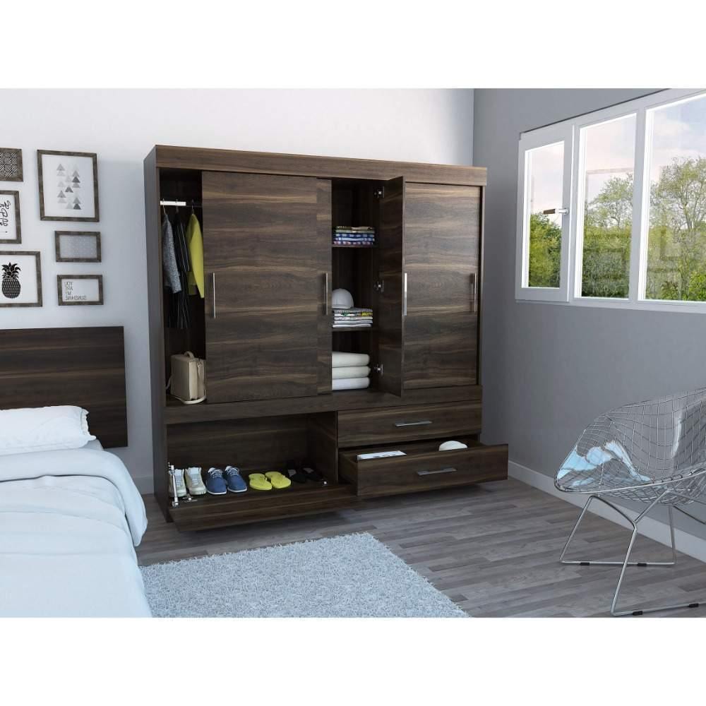 Closet Portofino Habano 180 cm con Cinco Puertas y Dos Cajones - Closets | Bylmo