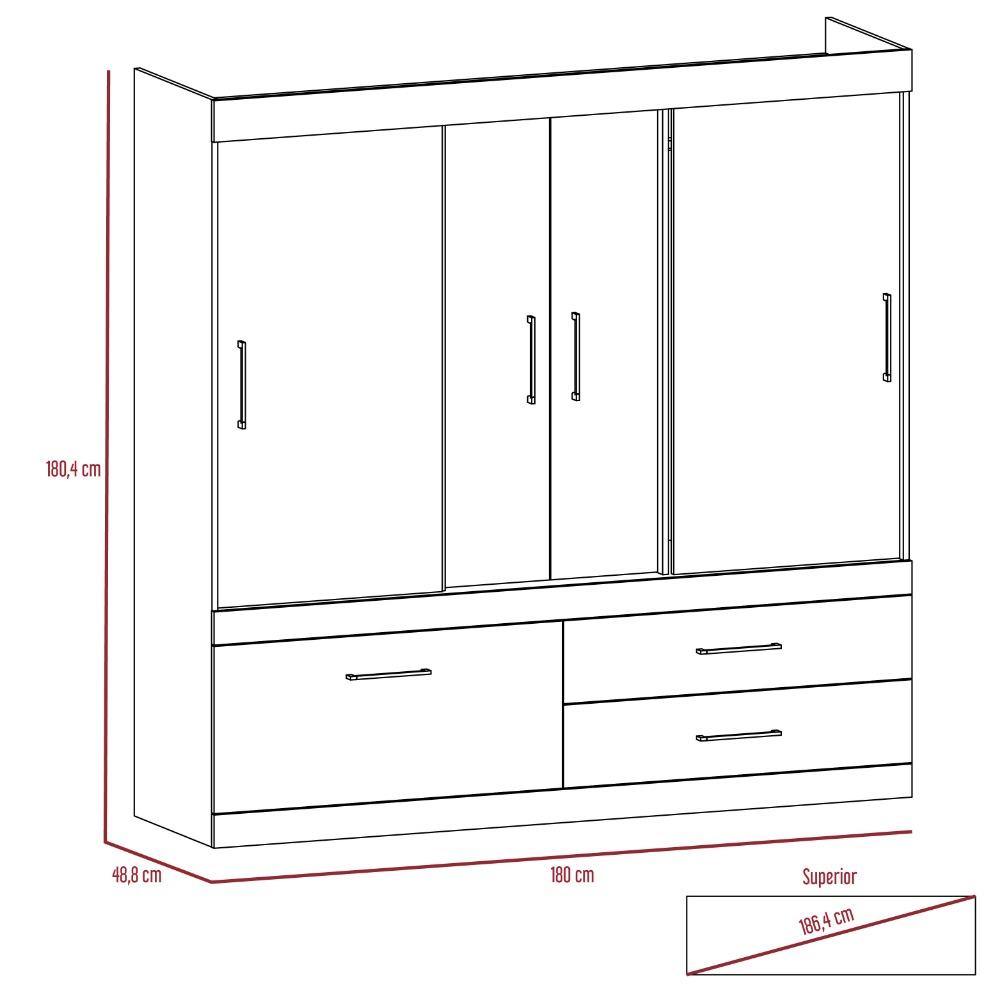 Closet Portofino Habano 180 cm con Cinco Puertas y Dos Cajones - Closets | Bylmo