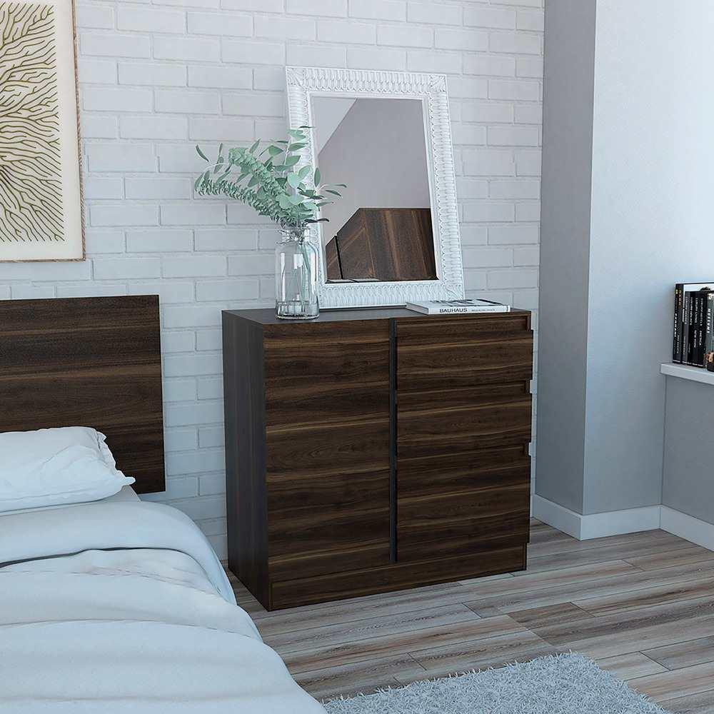 Cómoda Kamelor Habano 91 cm con Dos Cajones y Dos Puertas - Cajoneras | Bylmo