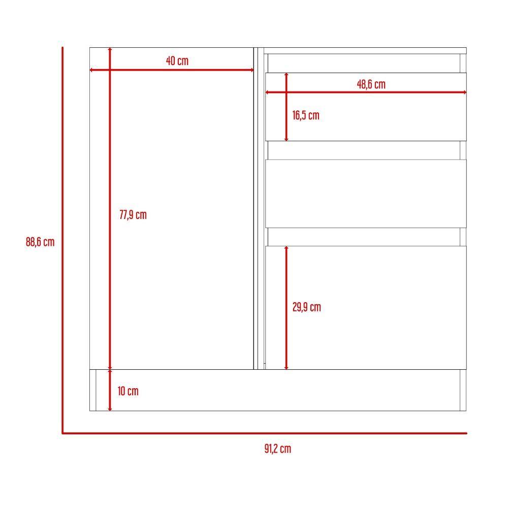 Cómoda Kamelor Habano 91 cm con Dos Cajones y Dos Puertas - Cajoneras | Bylmo