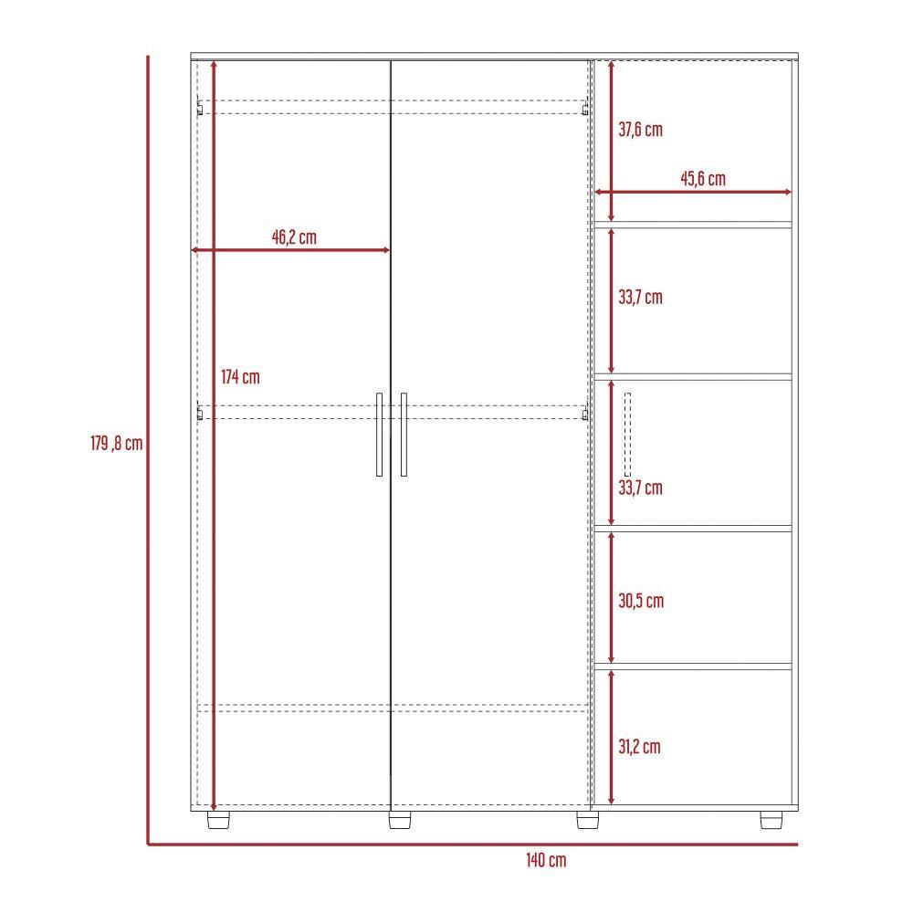 Closet San Francisco Habano 140 cm con Tres Puertas - Closets | Bylmo