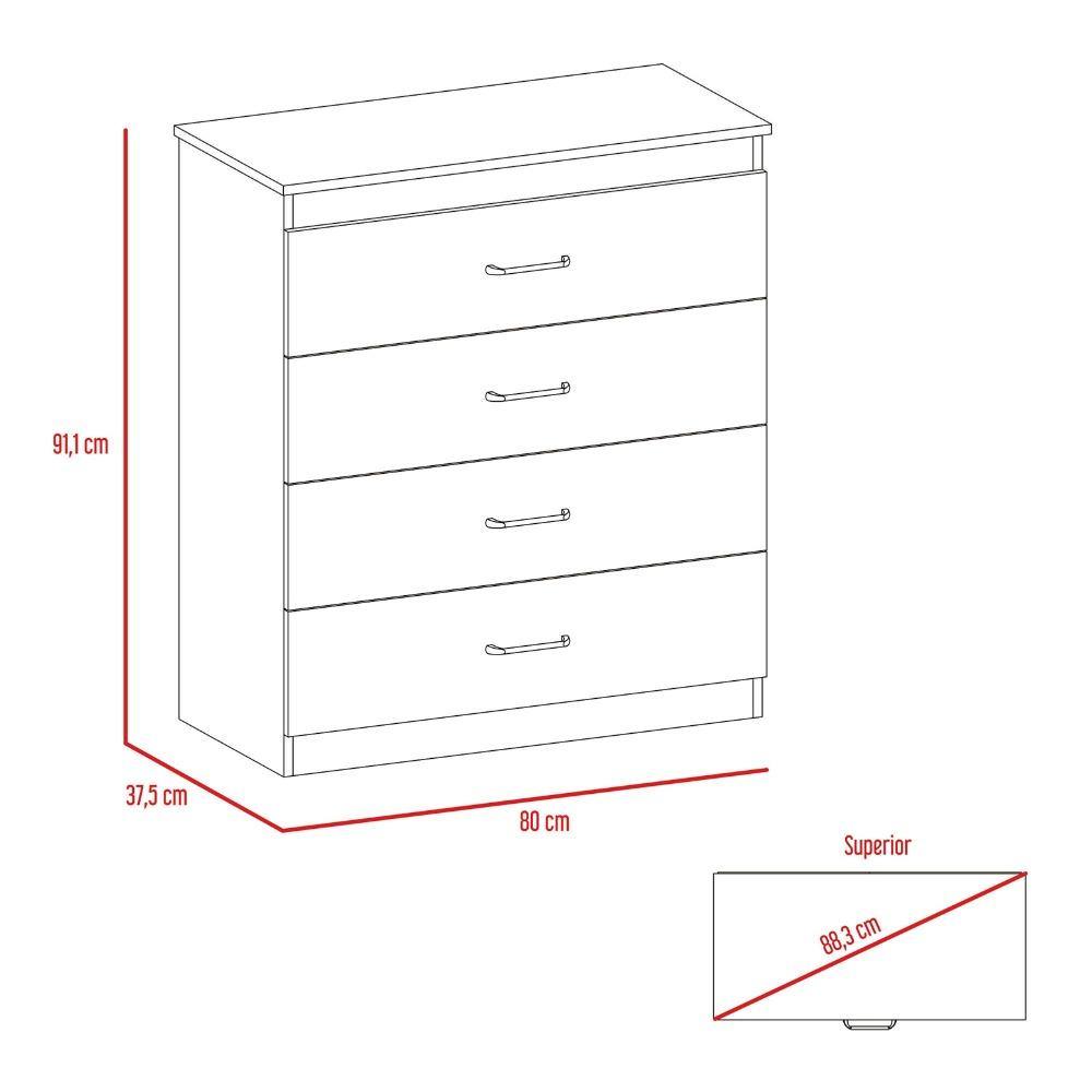 Cómoda Santino Habano 80 cm con Cuatro Cajones - Cajoneras | Bylmo