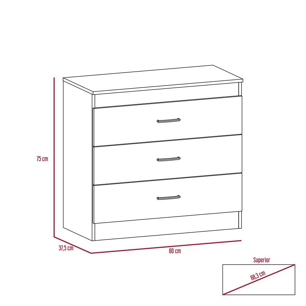 Cómoda Melia Wengue 80x75cm De Tres Hileras con Tres Cajones - Cajoneras | Bylmo
