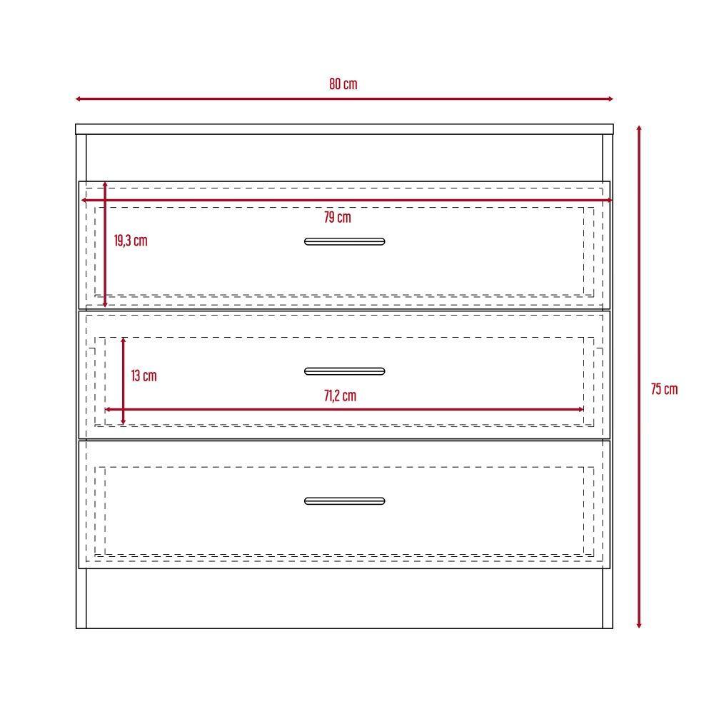 Cómoda Melia Wengue 80x75cm De Tres Hileras con Tres Cajones - Cajoneras | Bylmo