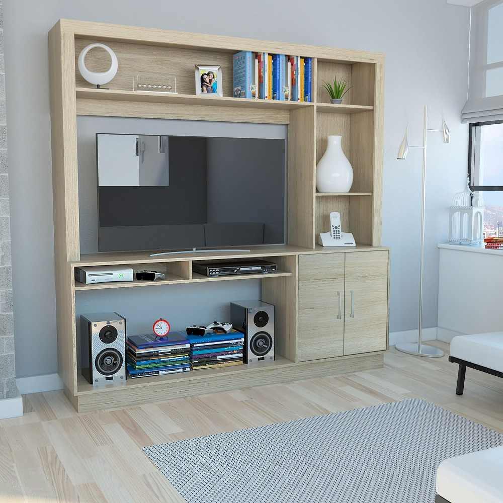 Centro de Entretenimiento Cantabria Rovere 180x180cm Para TV Hasta 55 Pulgadas con Un Cajón - Muebles para TV | Bylmo