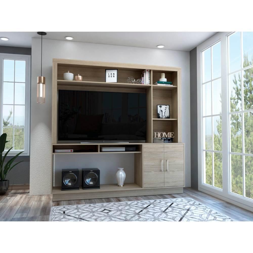 Centro de Entretenimiento Cantabria Rovere 180x180cm Para TV Hasta 55 Pulgadas con Un Cajón - Muebles para TV | Bylmo