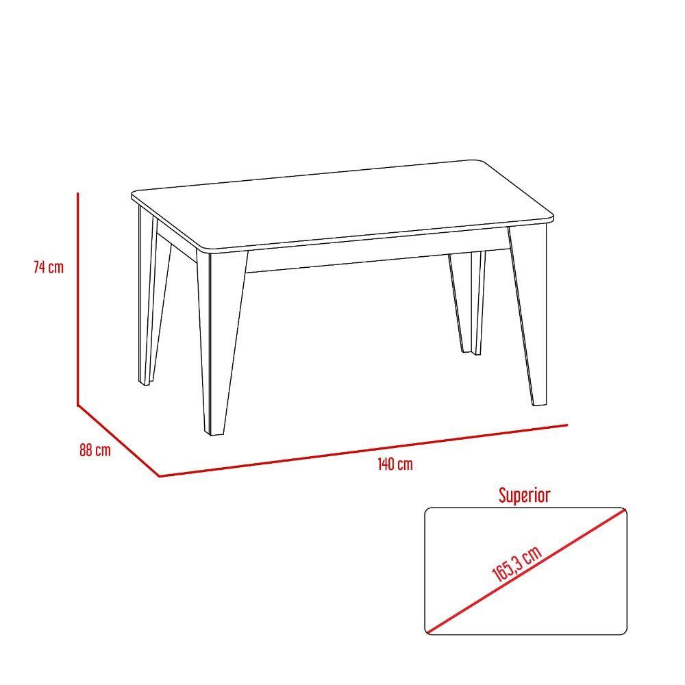 Comedor Torino Rovere 140 cm de Cuatro Puestos - Comedores | Bylmo