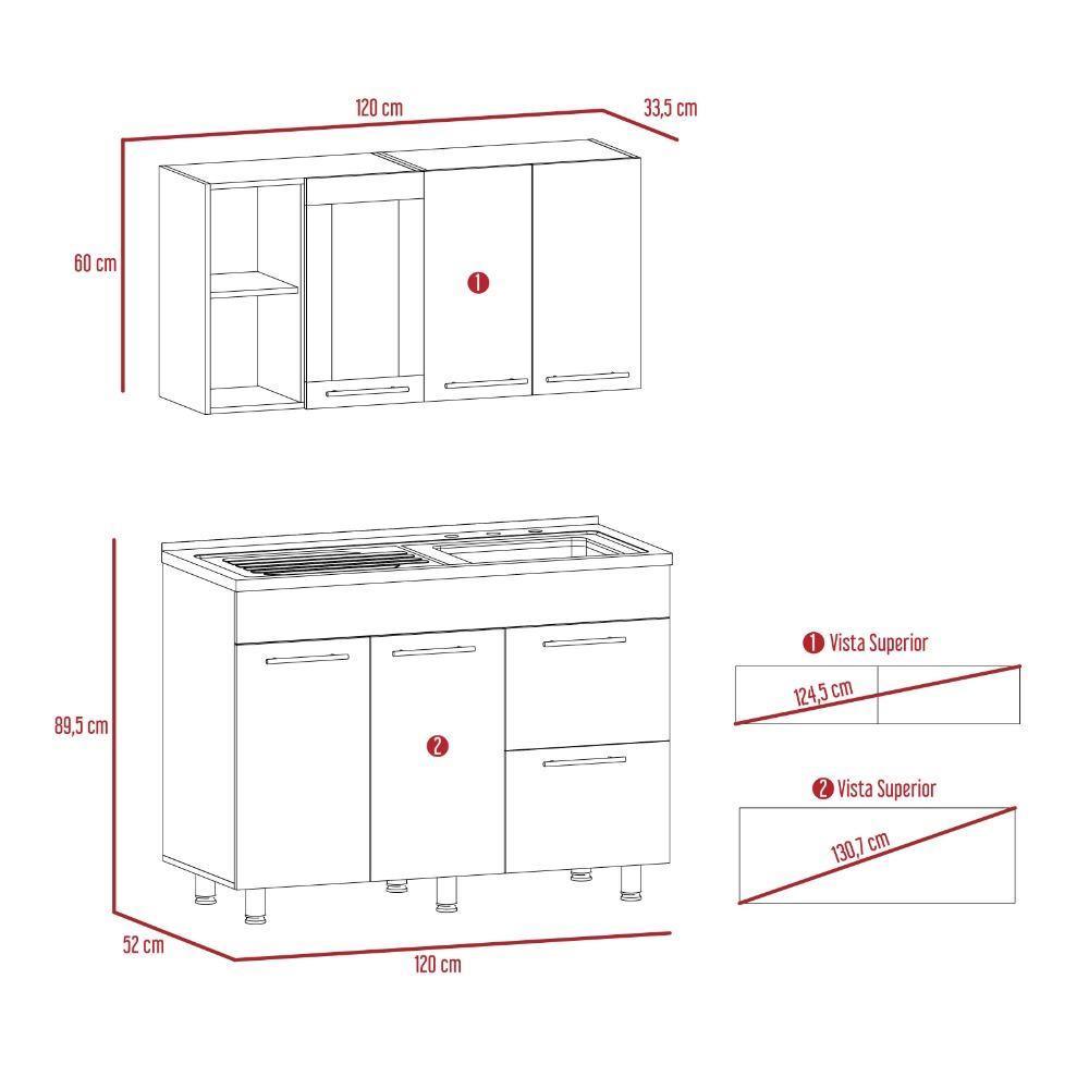 Cocina Thyra Sangria 120 cm Derecha con Mesón - Cocinas | Bylmo