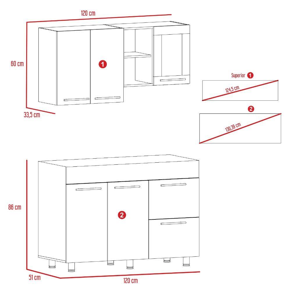 Cocina Toscana Sangria 120 cm Izquierda con Mesón - Cocinas | Bylmo