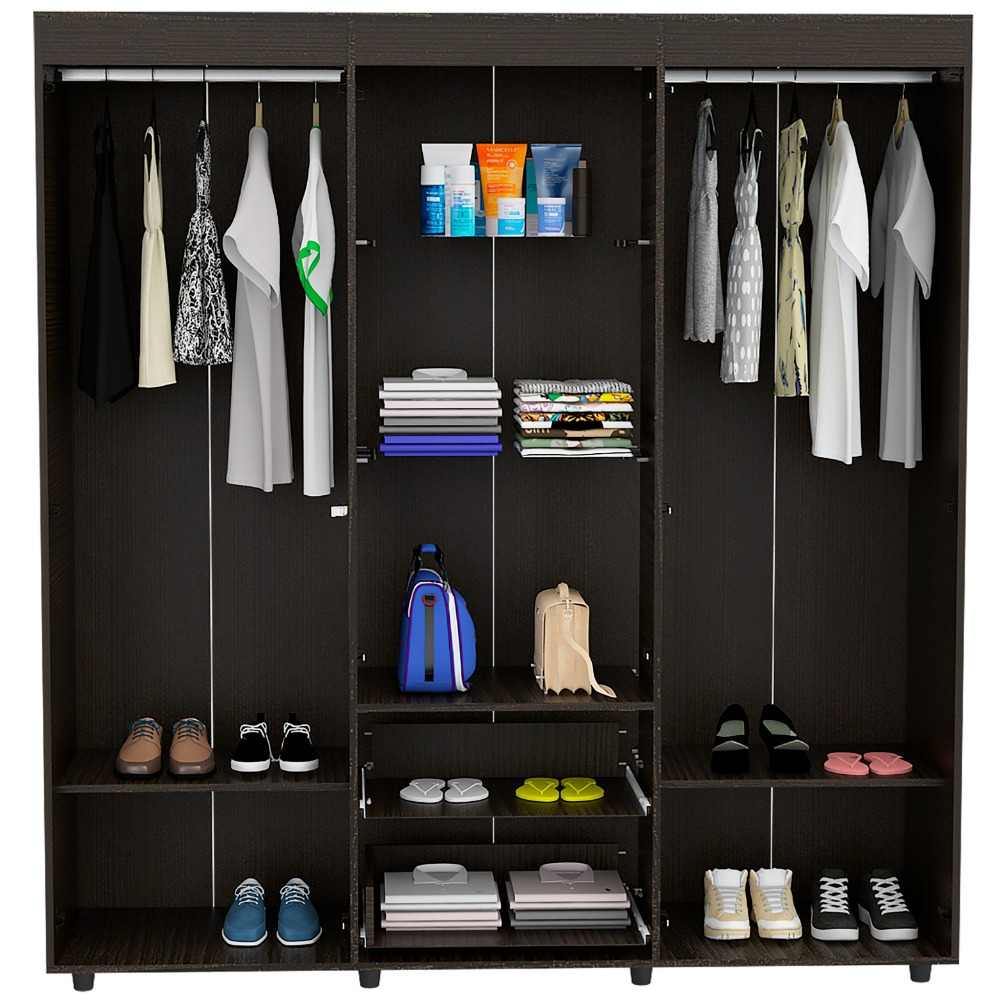 Closet Bariloche Wengue 170.3x180cm con 2 Cajones con 3 Entrepaños - Closets | Bylmo