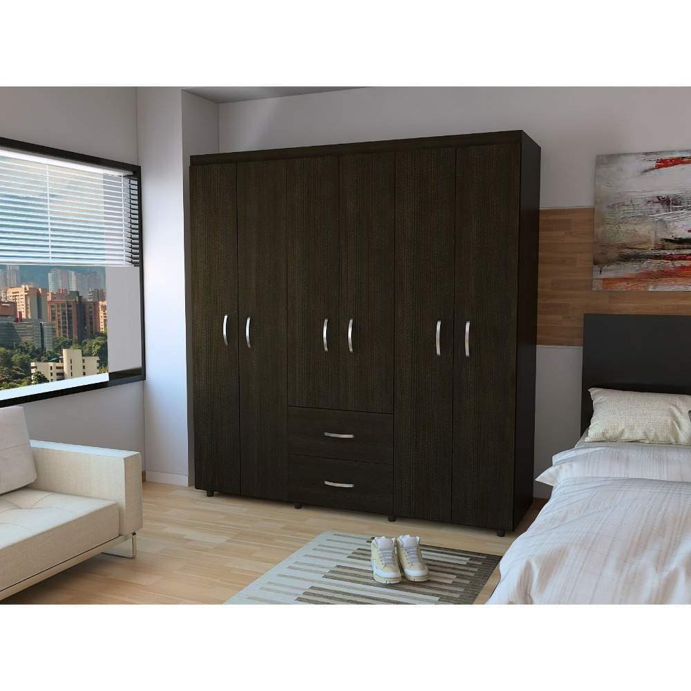 Closet Bariloche Wengue 170.3x180cm con 2 Cajones con 3 Entrepaños - Closets | Bylmo