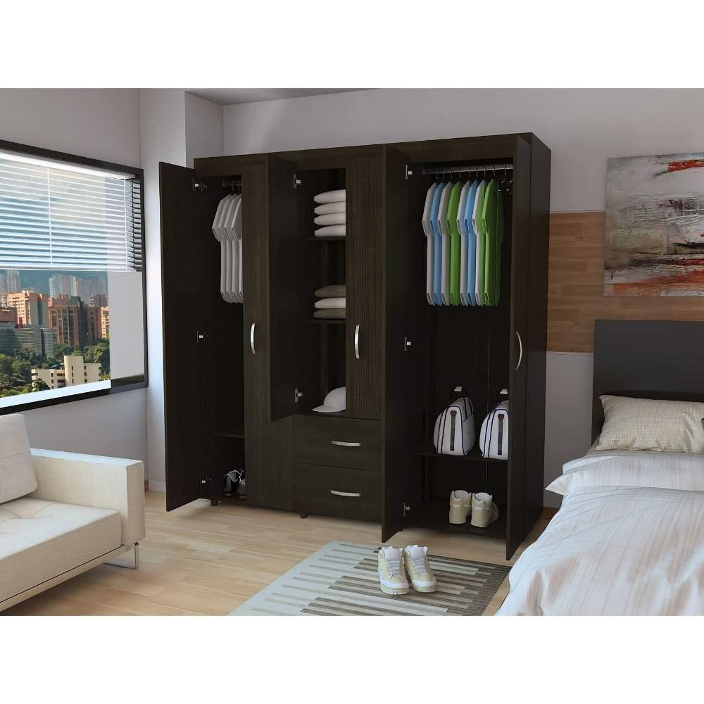 Closet Bariloche Wengue 170.3x180cm con 2 Cajones con 3 Entrepaños - Closets | Bylmo