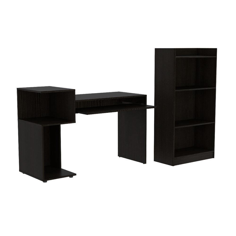Combo Escritorio y Biblioteca Atlanter Wengue 120x81.5cm sin Cajones y con Organizador de Libros - Escritorios y Archivadores | Bylmo