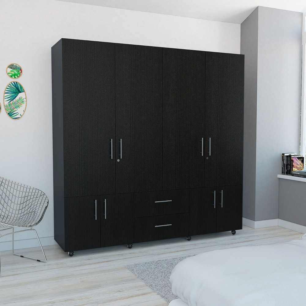 Closet Cantelmo Wengue 200x200cm con 2 Cajones con 8 Entrepaños - Closets | Bylmo