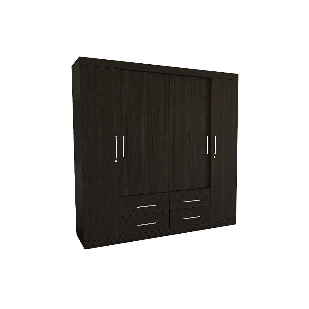 Closet Fira Wengue 200 cm con Cuatro Puertas y Cuatro Cajones - Closets | Bylmo