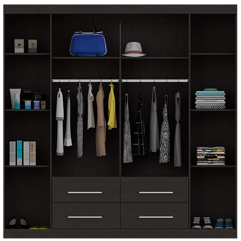 Closet Fira Wengue 200 cm con Cuatro Puertas y Cuatro Cajones - Closets | Bylmo