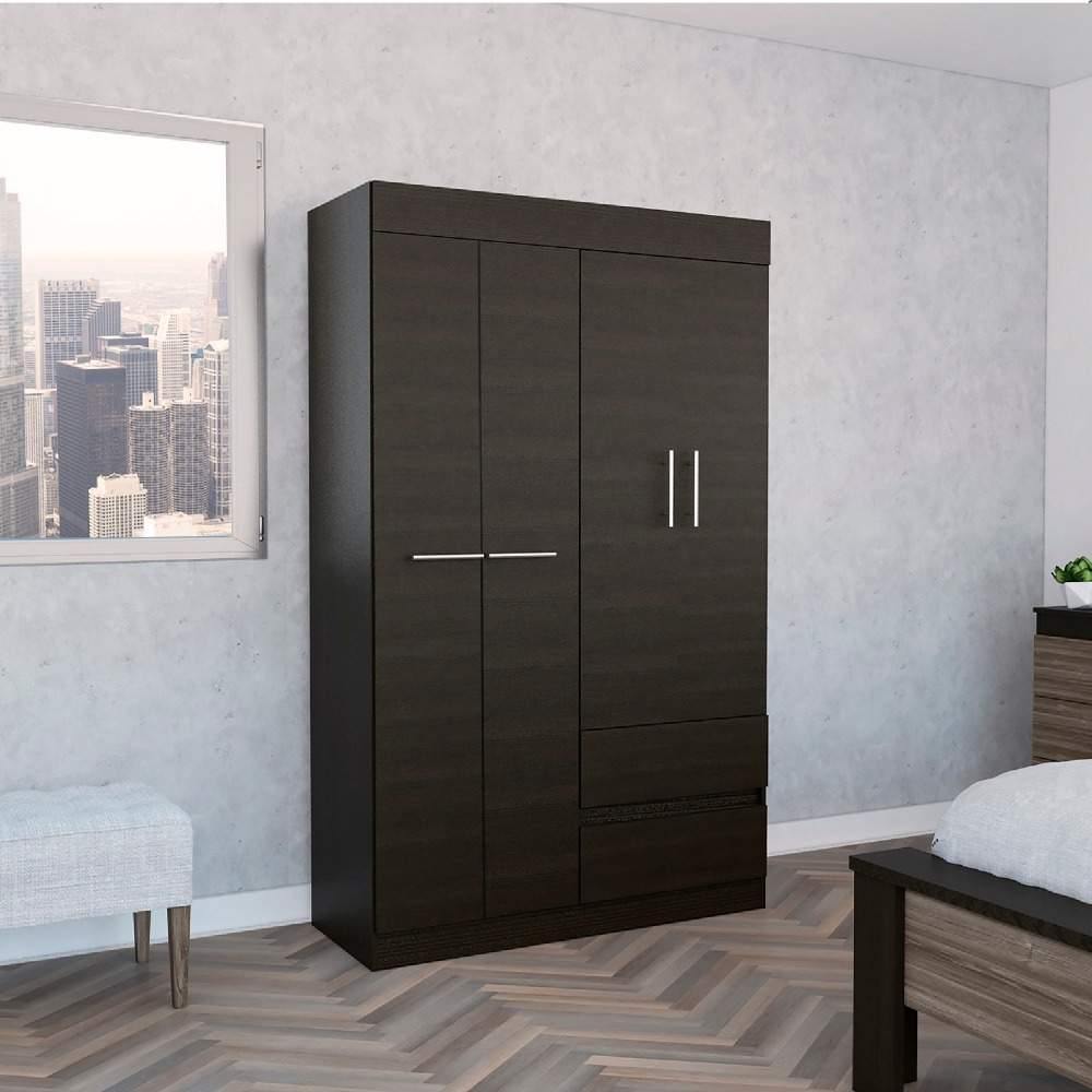 Closet Caoba Wengue 120 cm con Cuatro Puertas y Dos Cajones - Closets | Bylmo
