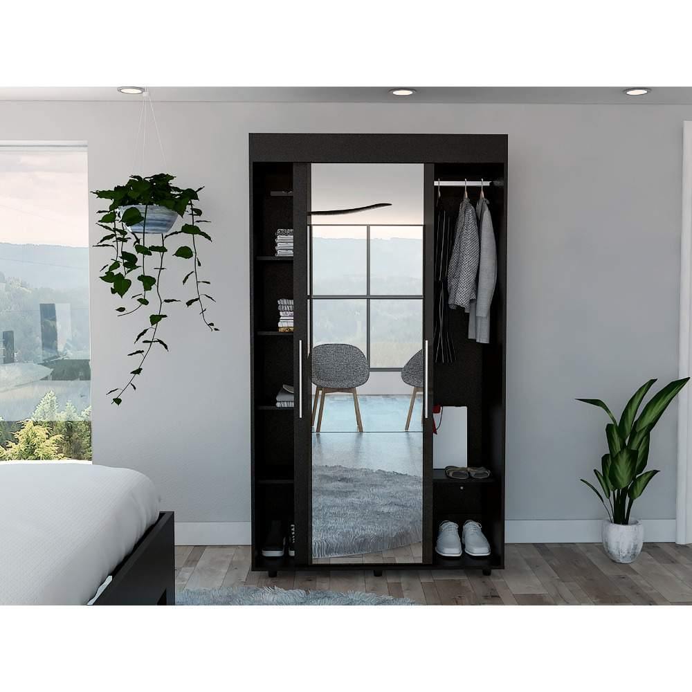 Closet Bennet Wengue 105 cm con Espejo y Dos Puertas - Closets | Bylmo