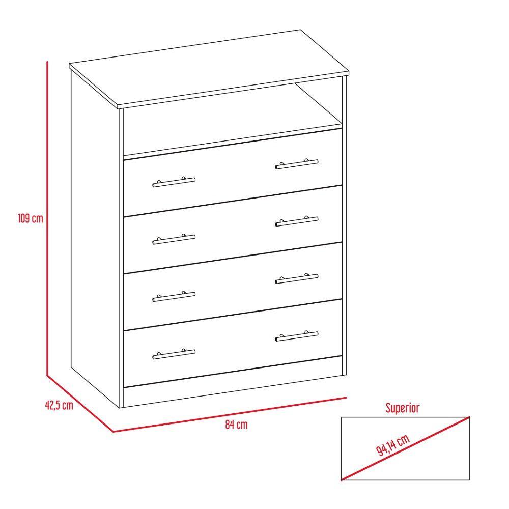 Cómoda Perú Wengue 91 cm con Cuatro Cajones y Una Puerta - Cajoneras | Bylmo