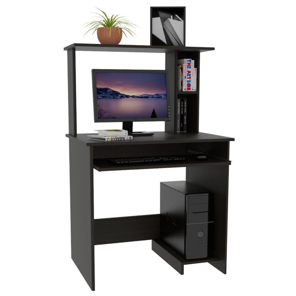 Centro de Computo Eco Wengue 80 cm con Entrepaños - Escritorios y Archivadores | Bylmo