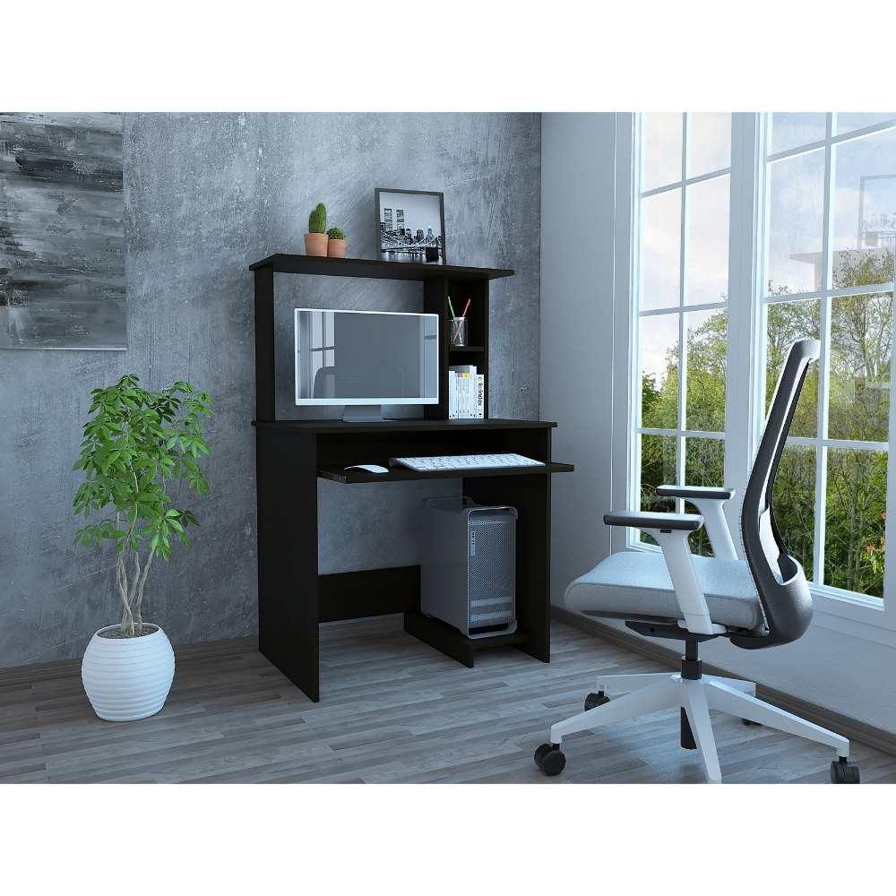 Centro de Computo Eco Wengue 80 cm con Entrepaños - Escritorios y Archivadores | Bylmo