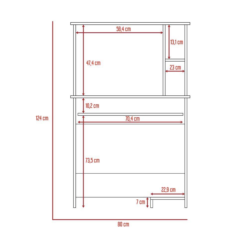 Centro de Computo Eco Wengue 80 cm con Entrepaños - Escritorios y Archivadores | Bylmo
