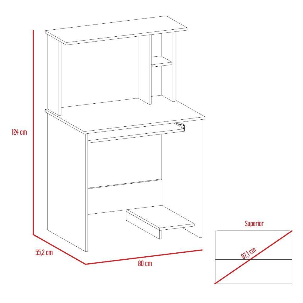 Centro de Computo Eco Wengue 80 cm con Entrepaños - Escritorios y Archivadores | Bylmo
