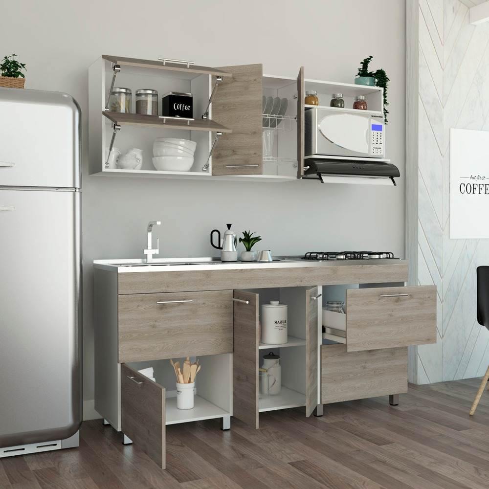 Cocina Granada Ceniza 180 cm Izquierda con Mesón - Cocinas | Bylmo