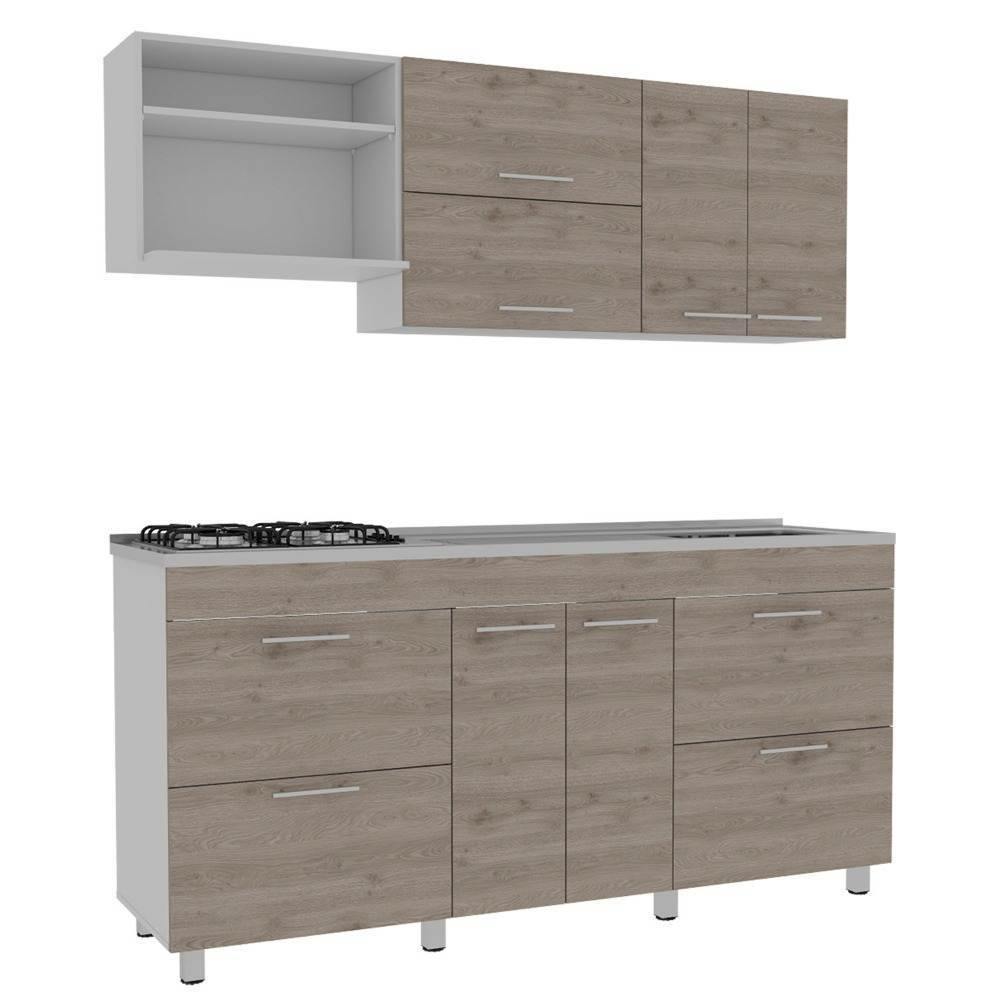 Cocina Granada Ceniza 180 cm Derecha con Mesón - Cocinas | Bylmo