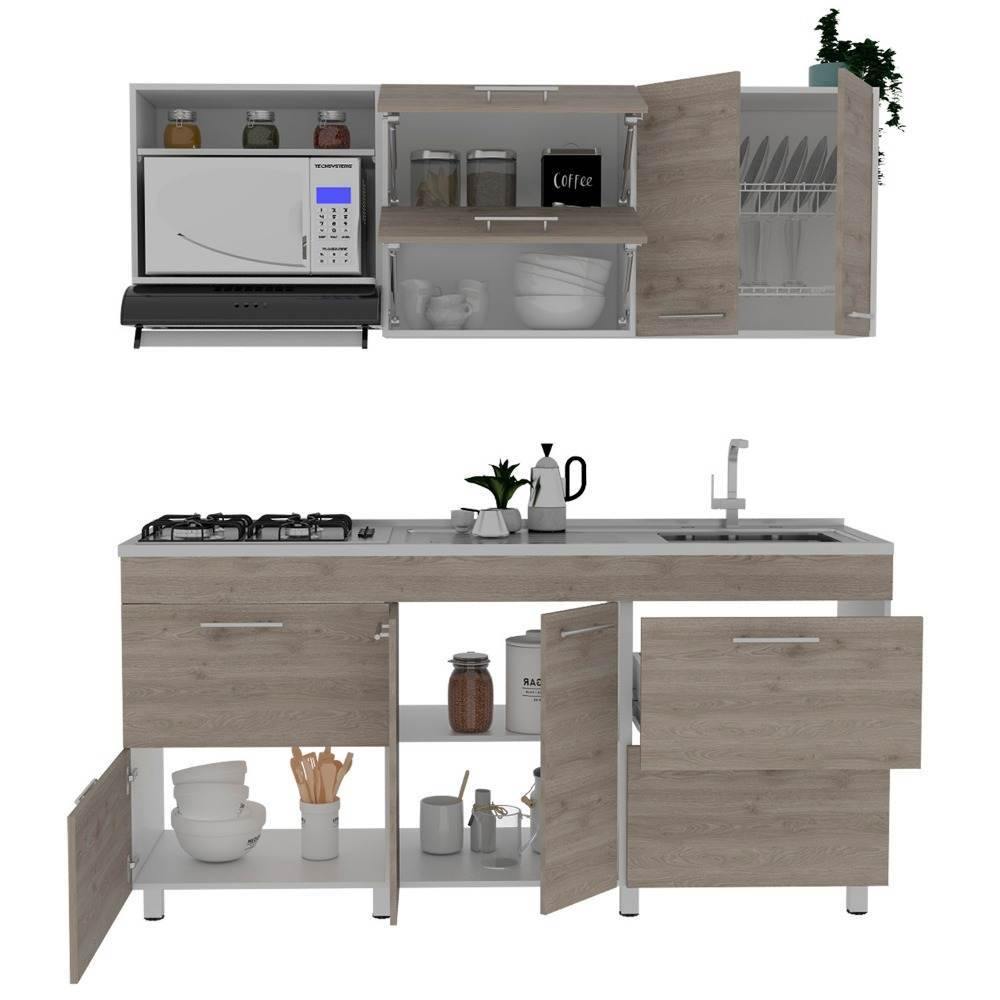 Cocina Granada Ceniza 180 cm Derecha con Mesón - Cocinas | Bylmo