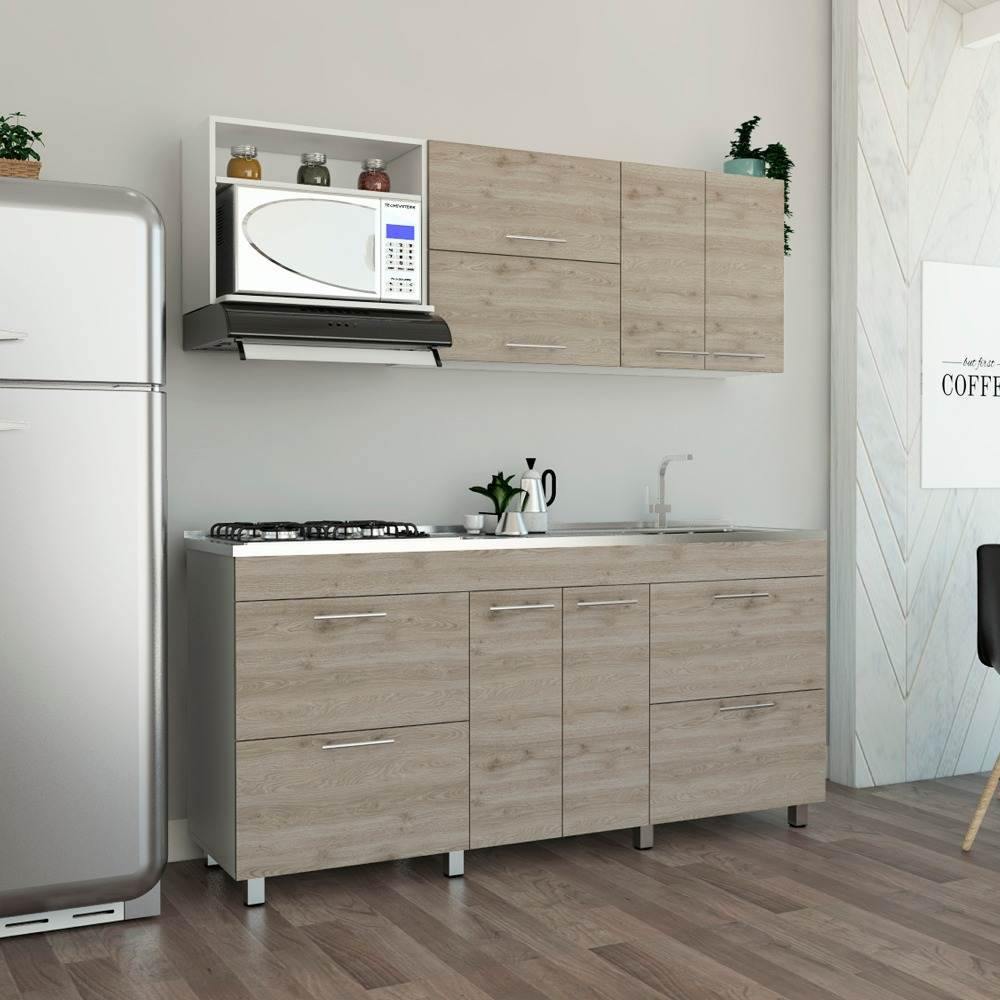 Cocina Granada Ceniza 180 cm Derecha con Mesón - Cocinas | Bylmo